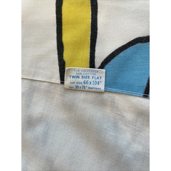 Vintage Peanuts Sheet 60s Twin Flat 66x104 Montgomery Ward Muslin Snoopy Charlie - Picture 8 of 10